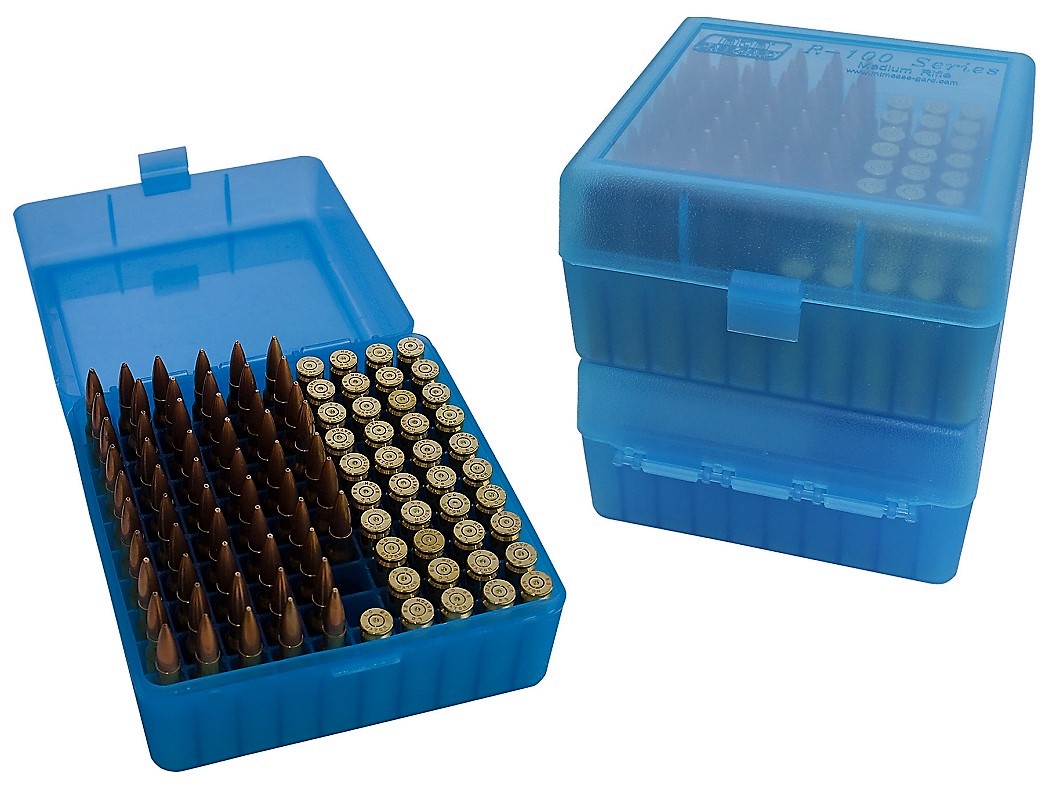 MTM RM100 Ammo Box CLEAR BLUE content 100
